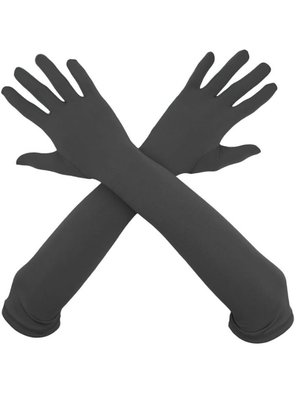 Women's Dark Grey 18" Elbow Length Stretchy Costume Bridesmaids Spandex Gloves